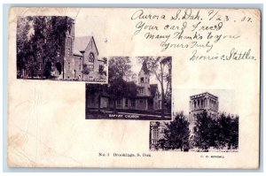 Brookings South Dakota Postcard Church Multiview Exterior Building 1907 Vintage