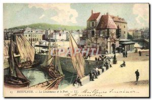 Old Postcard Honfleur Lieutenancy and Port Boat