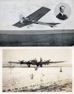 Latham's Flying Machine 2x Antique & PB Plane Postcard s