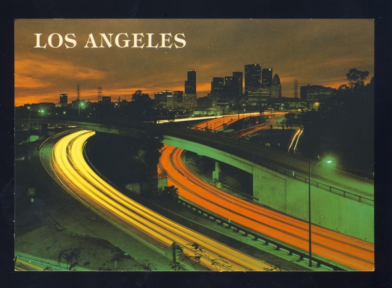 Los Angeles, California/CA Postcard, LA Freeways At Night, Near Mint!