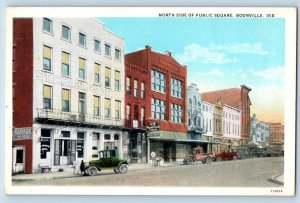 Boonville Indiana Postcard North Side Public Square Buildings Classic Cars c1920