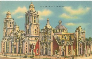 Mexico Basilica Catedral de Mexico Linen Postcard Unused