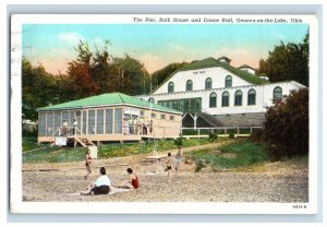 Vintage The Pier Bath House, Geneva On The Lake, Ohio. Postcard F117E