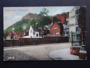 Nottingham CASTLE ROAD & Pub THE GATE HANGS WELL c1905 Postcard by Valentine