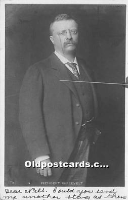 Real Photo President Theodore Roosevelt Postal Used Unknown marker right edge...