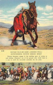 Native Americana  NAVAJO NA-A-HO-HAIH~Chicken Pull INDIAN SPORT ca1940s Postcard