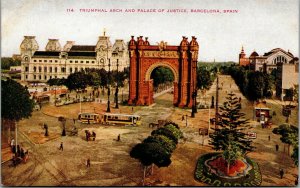 Vtg Barcelona Spain Triumphal Arch and Palace of Justice 1910s Unused Postcard