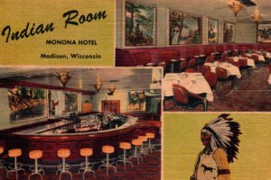 Indian Room Restaurant Madison WI Wisconsin Postcard