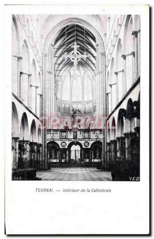 Old Postcard Tournai Interior of the Cathedral