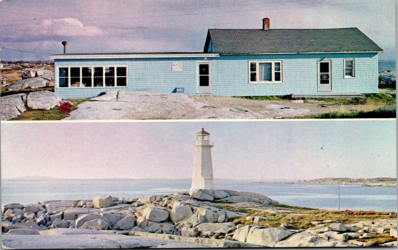 Vtg Lightview Tea Room Peggys Point Lighthouse Nova Scotia Canada Postcard