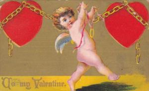 Valentine's Day Cupid With Chained Hearts 1909