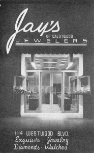 LOS ANGELES, CA California JAY'S JEWELERS Of WESTWOOD  Advertising B&W Postcard