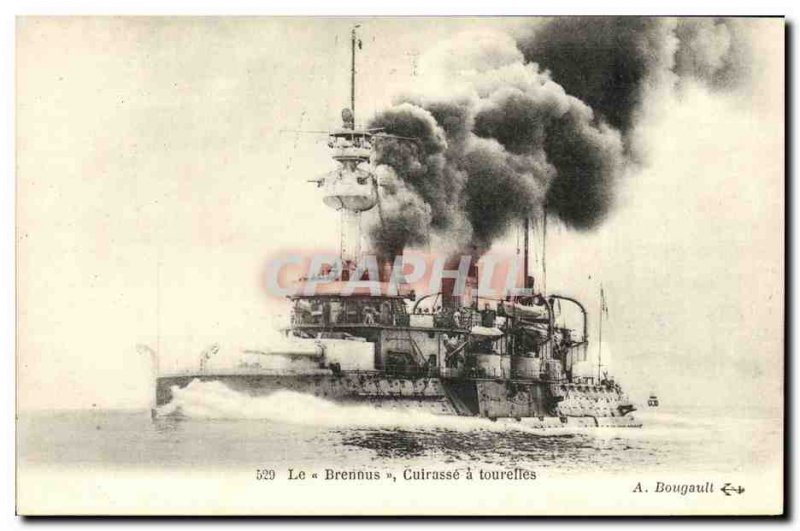 Old Postcard Boat War Brennus The Breastplate has turrets