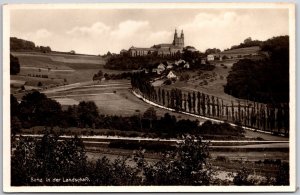 Banz in der Landschaft Roadway Lined Trees Castle Real Photo RPPC Postcard