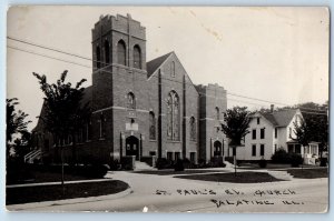 Palatine Illinois IL Postcard RPPC Photo St. Paul's Evangelical Church c1910's
