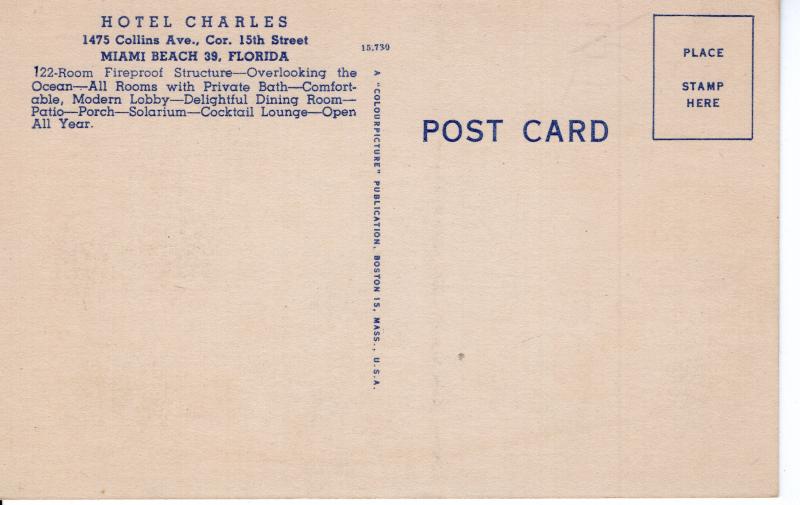US    PC2301 THE HOTEL CHARLES, MIAMI BEACH, FL