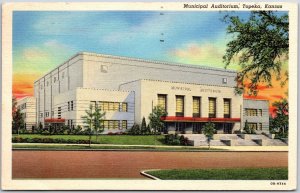 1946 Municipal Auditorium Topeka Kansas KS Front View Building Posted Postcard