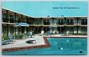 Hotels~Swimming Pool of Holiday Inn of Champaign Illinois~Vintage Postcard