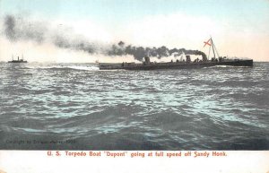 TORPEDO BOAT DU PONT SHIP DELAWARE SANDY HOOK NEW YORK POSTCARD (c. 1910)