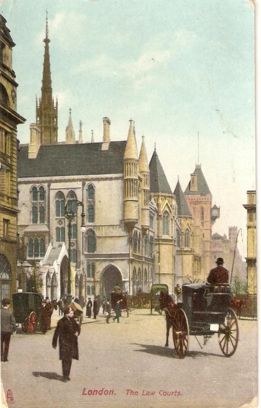 London. The Law Courts. Cart horses in street Tuck Rapholette PC # 8004