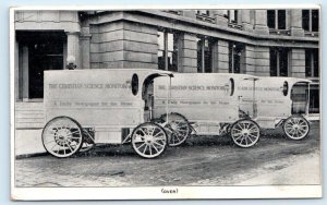 BOSTON, MA ~ c1910s ~ Home of CHRISTIAN SCIENCE MONITOR Trucks on Back Postcard