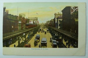 C.1900-10 The Bowery New York City, NY City Scene Railway Wagons Postcard P90