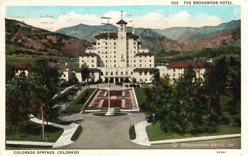Vintage Postcard 1920's Broadmoor Hotel Grounds Landscapes Colorado Springs Colo