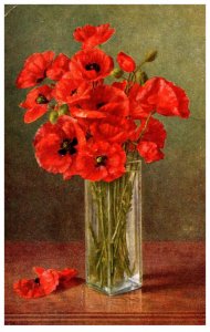 Poppies in Crystal Vase