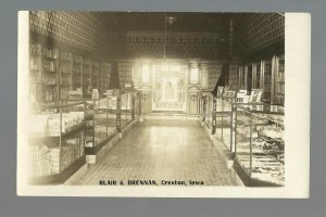 Creston IOWA RP 1907 INTERIOR DRUG STORE Blair & Brennan nr Corning Osceola 