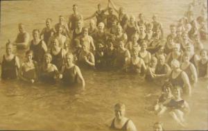 SALT LAKE UT Men & Women Bathing Scene c1910 RPPC