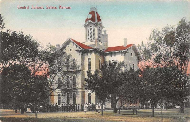 Salina Kansas Central School Vintage Postcard JB626301