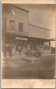 RPPC Men Gathered on Old Western Type Street Vintage Postcard O29