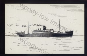 pen130 - Original Pen & Ink Postcard - Japanese Ship - Hong Kong Maru of 1935
