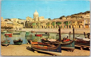 1967 Malta Kalkara Creek In Traditional Dghaisa Fishing Posted Postcard