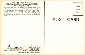 Vagabond Motor Hotel Palmdale California CA Postcard VTG UNP Vintage Unused  