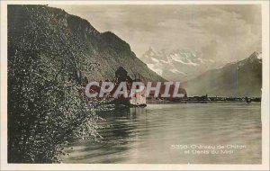 Old Postcard Chateau de Chillon and Dents du Midi