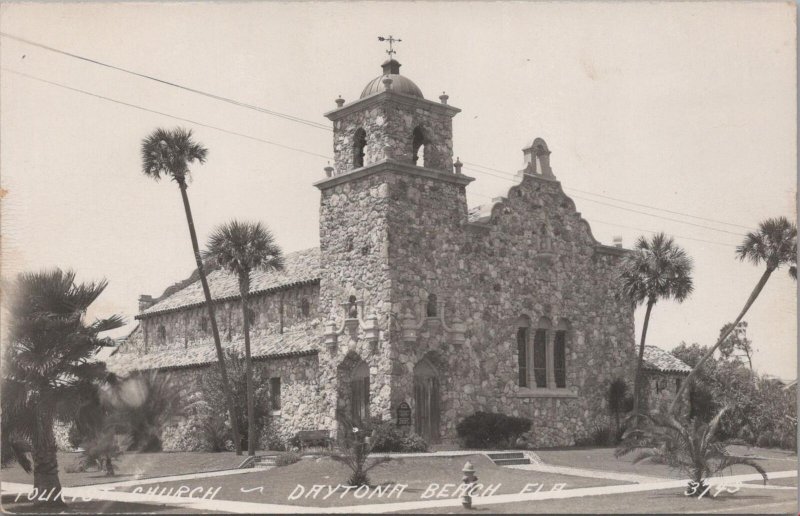 RPPC Postcard Tourist Church Daytona Beach FL Florida