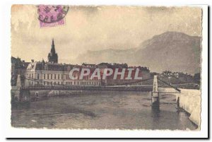 Grenoble Old Postcard Suspension Bridge