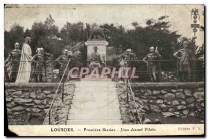 Postcard Old Station Lourdes Premeiere Jesus before Pilate