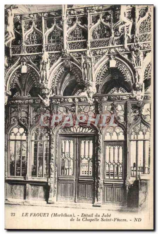 Old Postcard Le Faouet (Morbihan) Jube detail of the Chapel Saint Fiarce
