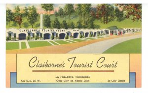 TN - La Follette. Claiborne's Tourist Court & Gas Station ca 1939