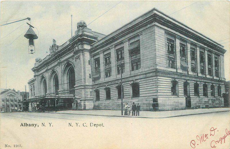 Albany New York C-1905 Railroad NYC Depot street Scene Koeber postcard 5988