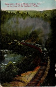 Vtg Shasta Springs CA Train on the Southern Pacific Line 1910s Railroad Postcard