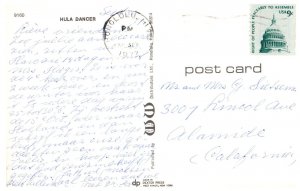 Hula Dancer at Luau Hawaii Postcard Posted 1977