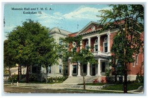 1916 Masonic Hall And YMCA Building Kankakee Illinois IL Posted Antique Postcard