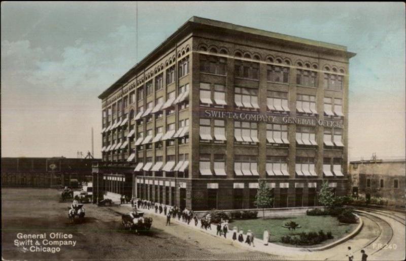 Chicago IL Swift & Co General Offices c1910 Tinted Real Photo Postcard