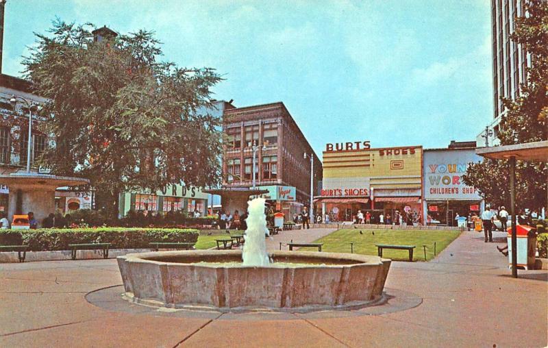 Birthplace of Atlanta GA Park Plaza Storefronts Fountain Postcard