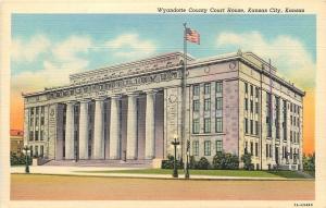 Kansas City KS~Wyandotte County Court House~Early Streetlight~Globe Lamps~1940s