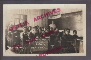 Stroud OKLAHOMA RPPC 1917 SAC & FOX INDIAN SCHOOL Class INTERIOR Indians STUDENT