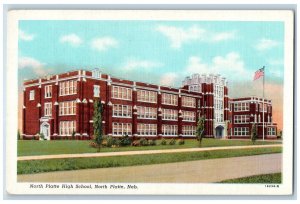 North Platte Nebraska NE Postcard North Platte High School Building 1953 Vintage